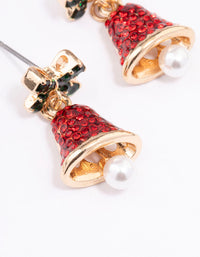 Red & Green Diamante Bell Earrings - link has visual effect only