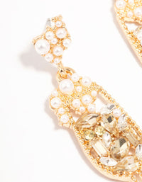 Diamante & Pearl Champagne Glass Earrings - link has visual effect only