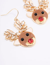 Diamante & Enamel Reindeer Drop Earrings - link has visual effect only