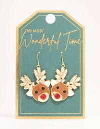 Diamante & Enamel Reindeer Drop Earrings - link has visual effect only