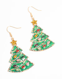 Green Enamel Tree Drop Earrings - link has visual effect only