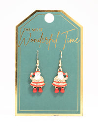 Gold Enamel Santa Earrings - link has visual effect only