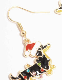 Dachshund Dog With A Santa Hat Drop Earrings - link has visual effect only