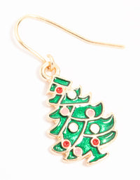 Green Enamel Tree Drop Earrings - link has visual effect only