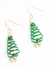 Green & Gold Spiral Tree Drop Earrings - link has visual effect only