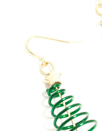 Green & Gold Spiral Tree Drop Earrings - link has visual effect only