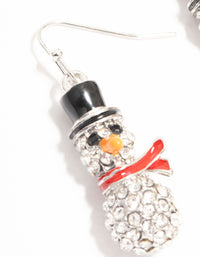 Diamante Snowman Silver Drop Earrings - link has visual effect only