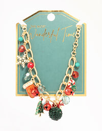 Tree, Bells & Beads Festive Charm Necklace - link has visual effect only