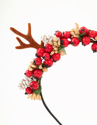 Reindeer & Wreath Fabric Headband - link has visual effect only