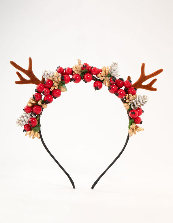 Reindeer & Wreath Fabric Headband