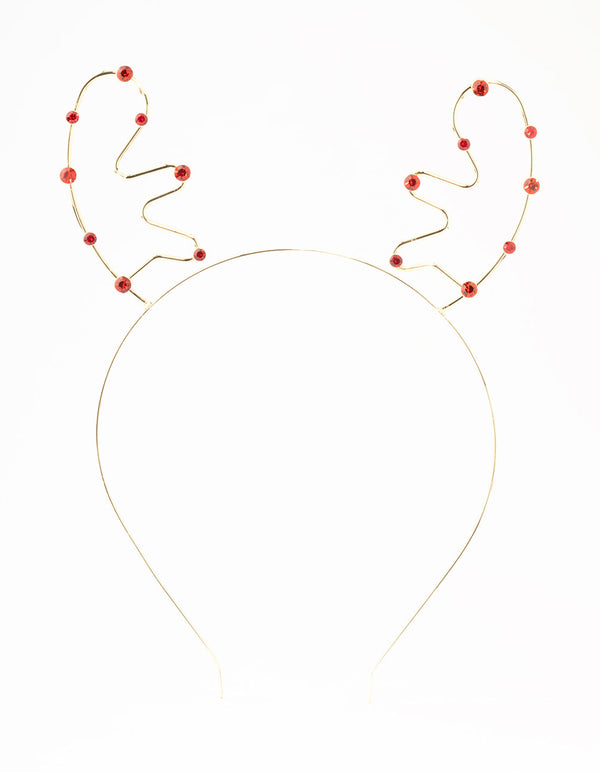 Red Diamante Reindeer Headband