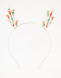 Multicoloured Diamante Reindeer Headband - link has visual effect only