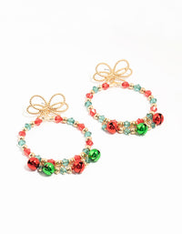 Green & Red Festive Bell Hoop Drop Earrings - link has visual effect only