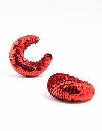 Red Sequin Hoop Earrings - link has visual effect only