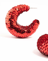 Red Sequin Hoop Earrings - link has visual effect only