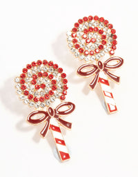 Red Lollypop Swirl Stud Earrings - link has visual effect only