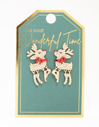 Gold Diamante Red Nosed Reindeer Earrings - link has visual effect only