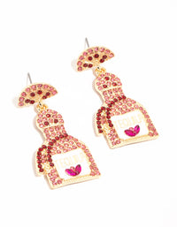 Pink Diamante Tequila Bottle Drop Earrings - link has visual effect only