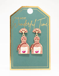 Pink Diamante Tequila Bottle Drop Earrings - link has visual effect only