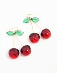 Red Acrylic Cherry Drop Earrings - link has visual effect only