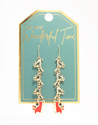 Gold Reindeer & Sleigh Drop Earrings - link has visual effect only