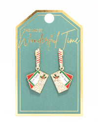 Diamante Santa Letter Drop Earrings - link has visual effect only