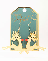 Gold Acrylic Reindeer Drop Earrings - link has visual effect only