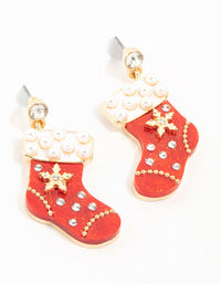 Red Acrylic Stocking Drop Earrings - link has visual effect only