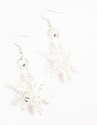 3D Snowflake Silver Drop Earrings - link has visual effect only