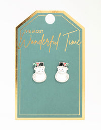 Diamante Snowman Silver Earrings - link has visual effect only