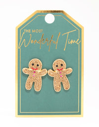 Diamante Gingerbread Man Stud Earrings - link has visual effect only