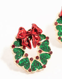 Green Wreath Stud Earrings - link has visual effect only