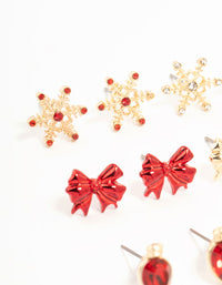 Snowflake & Bow Stud Earrings 12-Pack - link has visual effect only