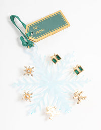 Snowflake & Present Earrings Ornament 3-Pack - link has visual effect only