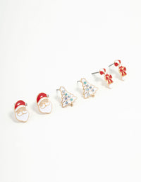 Santa, Tree & Candy Cane Earrings 3-Pack - link has visual effect only