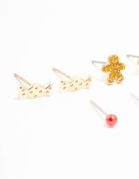 Candy & Tree Small Gold Stud Earrings 5-Pack - link has visual effect only