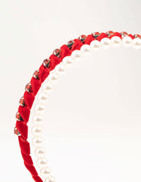 Red Diamante & Pearl Headband - link has visual effect only