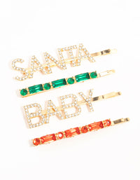 Santa Baby Hair Clips 4-Pack - link has visual effect only