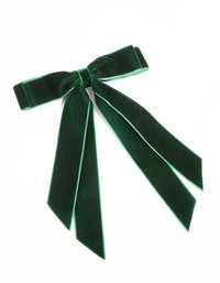 Green Velvet Double Bow Clip - link has visual effect only