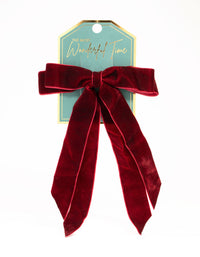 Burgundy Velvet Double Loop Bow Clip - link has visual effect only