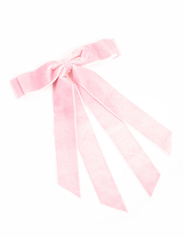 Pink Velvet Double Bow Clip