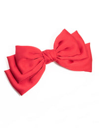 Red Pleated Fabric Bow Clip - link has visual effect only