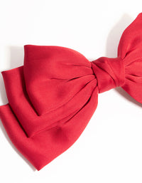 Red Pleated Fabric Bow Clip - link has visual effect only