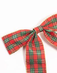 Red Tartan Fabric Bow Clip - link has visual effect only