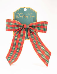 Red Tartan Fabric Bow Clip - link has visual effect only