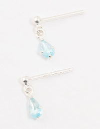 Sterling Silver Pear Shaped Blue Cubic Zirconia Drop Earrings - link has visual effect only