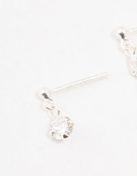 Round Cubic Zirconia Drop Sterling Silver Earrings - link has visual effect only