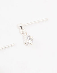 Round Cubic Zirconia Drop Sterling Silver Earrings - link has visual effect only