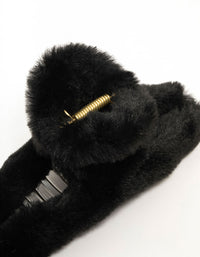 Large Fluffy Black Hair Claw Clip - link has visual effect only