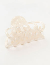 White Marbled Acrylic Wide Claw Clip - link has visual effect only